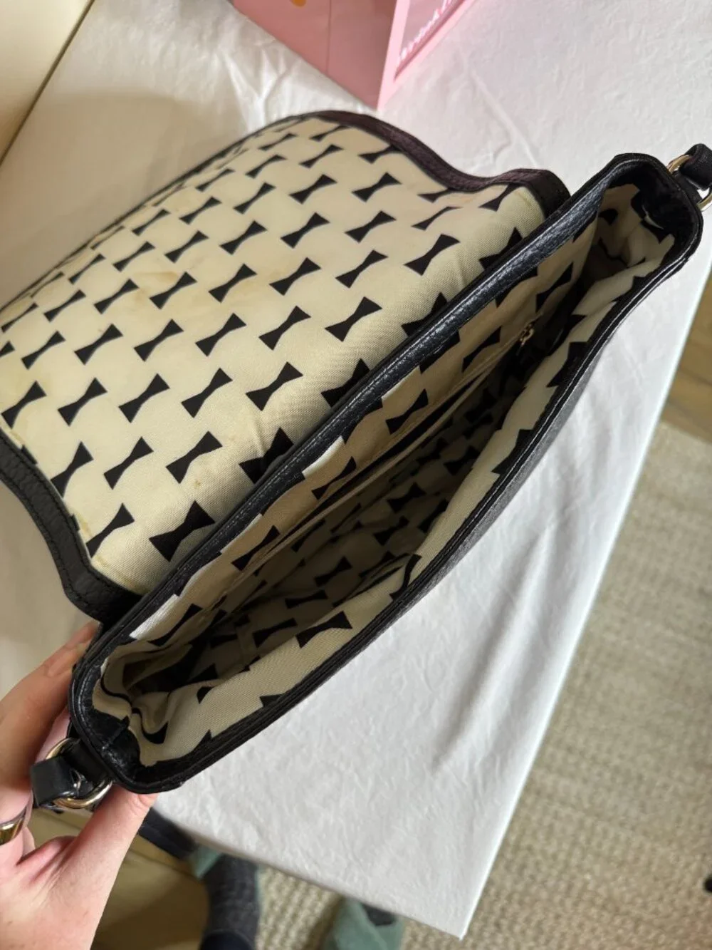 Kate Spade New York Black Pebbled Leather Crossbody Flap Bag